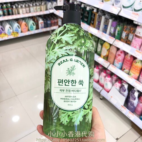 香港购韩国Happy bath爱茉莉艾草矿物沐浴露900g滋润保湿舒缓肌肤