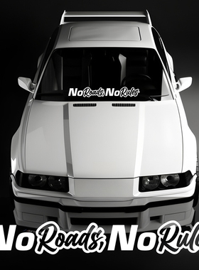 无规则No Rodds, No Pules改装前挡风侧窗玻璃汽车JDM签名车贴纸