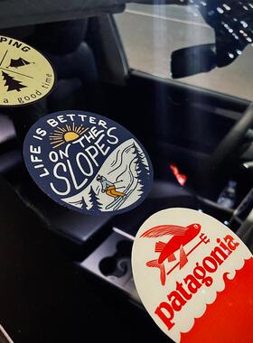 户外巴塔滑雪挡风玻璃静露营咖啡model3年检标无痕不留胶装饰贴