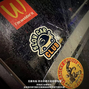 蜗牛组极速兔静电标特斯拉M3Y三角窗前挡风玻璃摩托车电动车贴纸