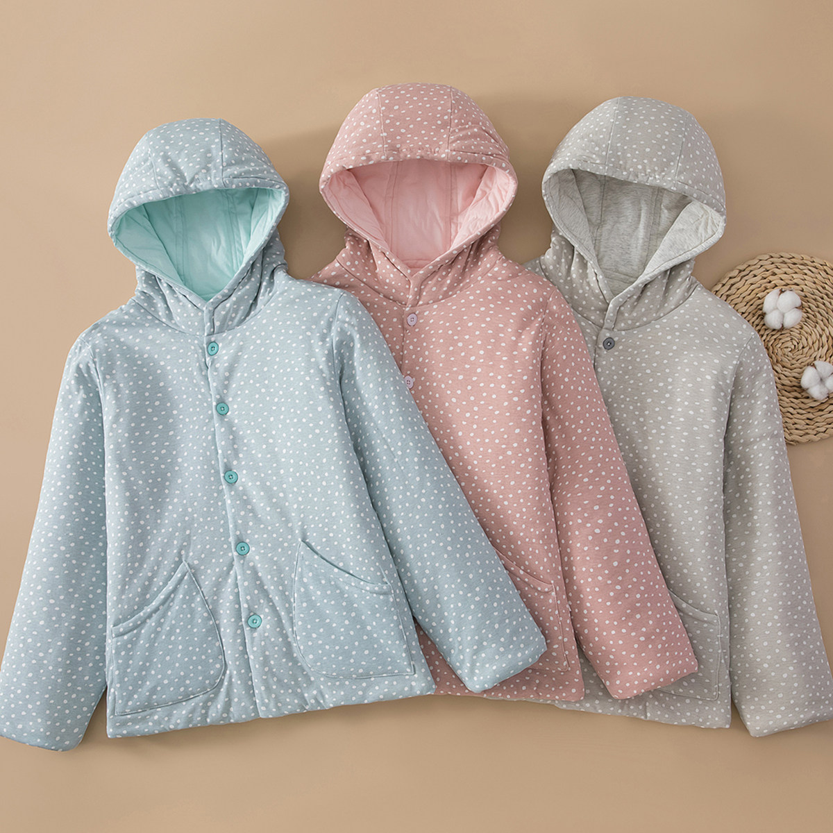 女士纯棉花棉袄妈妈装轻薄棉服夹棉连帽保暖棉衣宽松外出穿外套