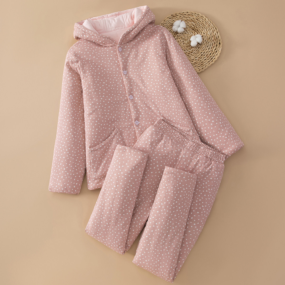 纯棉花棉袄棉裤套装成人居家夹棉保暖内胆棉服女士秋冬防寒棉衣