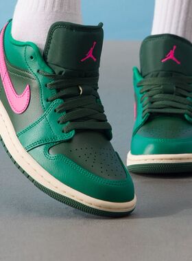 Nike耐克女鞋Air Jorda黑绿色低帮板鞋休闲复古蓝球鞋DC0774-300