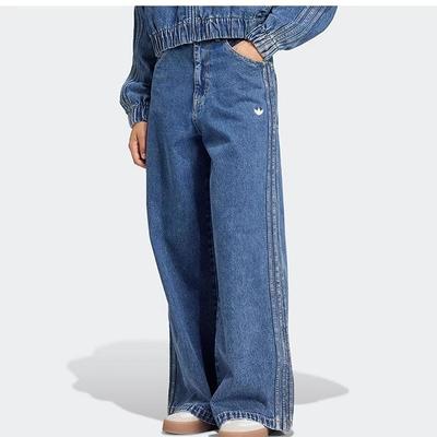 阿迪达斯宽松牛仔运动裤女装秋冬新款adidas三叶草IW5760