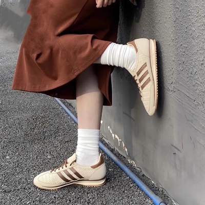 阿迪达斯三叶草SL 72薄底复古跑鞋编织T头鞋女鞋 JR4229 JR4230