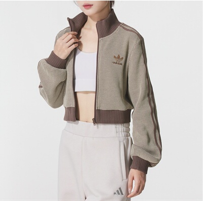 阿迪达斯三叶草25秋女子复古立领短款运动外套夹克KC2645 KC2646