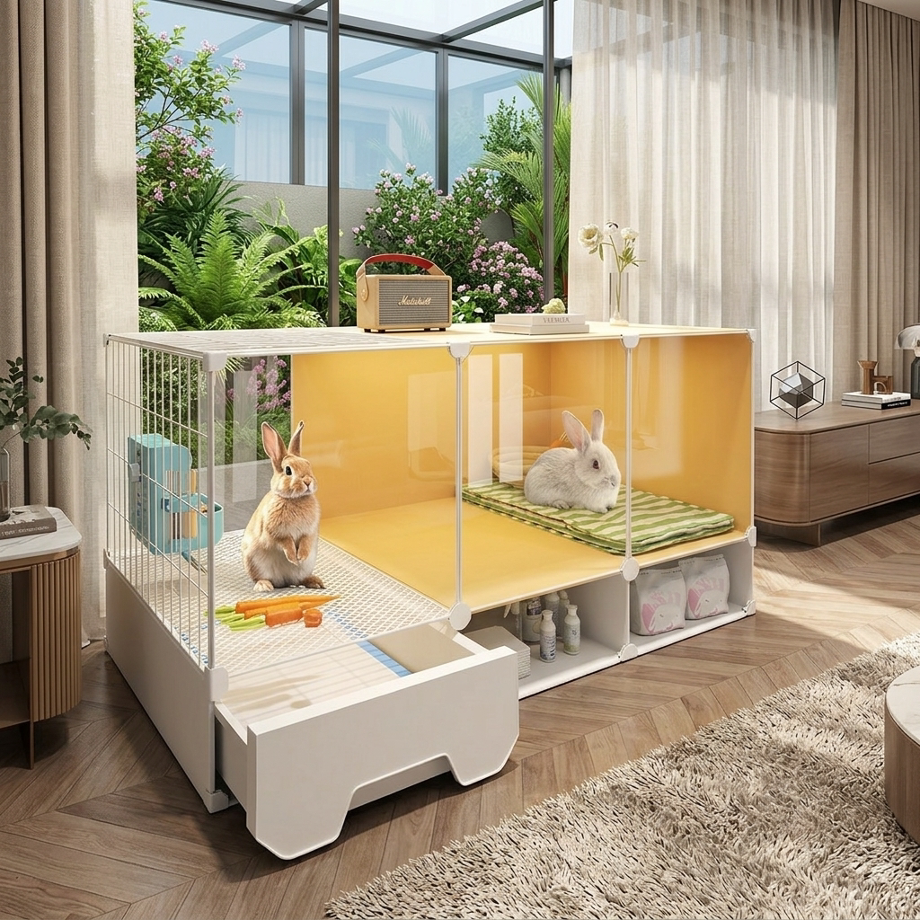 透明观景兔笼兔子专用笼子带厕所家用大号室内养兔子宠物豪华别墅