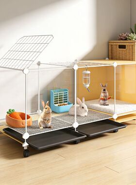 兔笼子室内家用大号带厕所荷兰猪兔子窝屋宠物兔别墅四季通用滑轮
