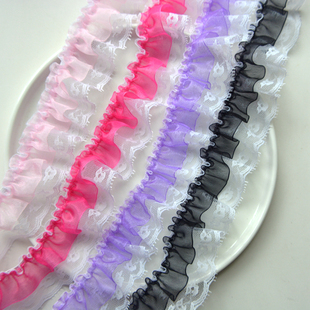 弹力打褶皱蕾丝花边荷叶花边木耳蕾丝花边松紧丝带娃衣应援扇卡套