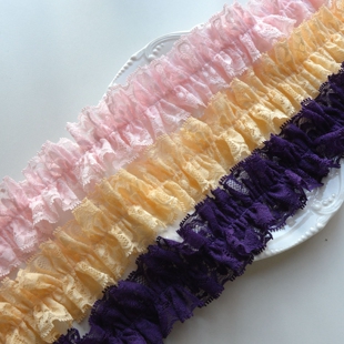 5c红绿灰双边弹力打褶皱木耳荷叶蕾丝花边裹胸假袖子裙子加长辅料