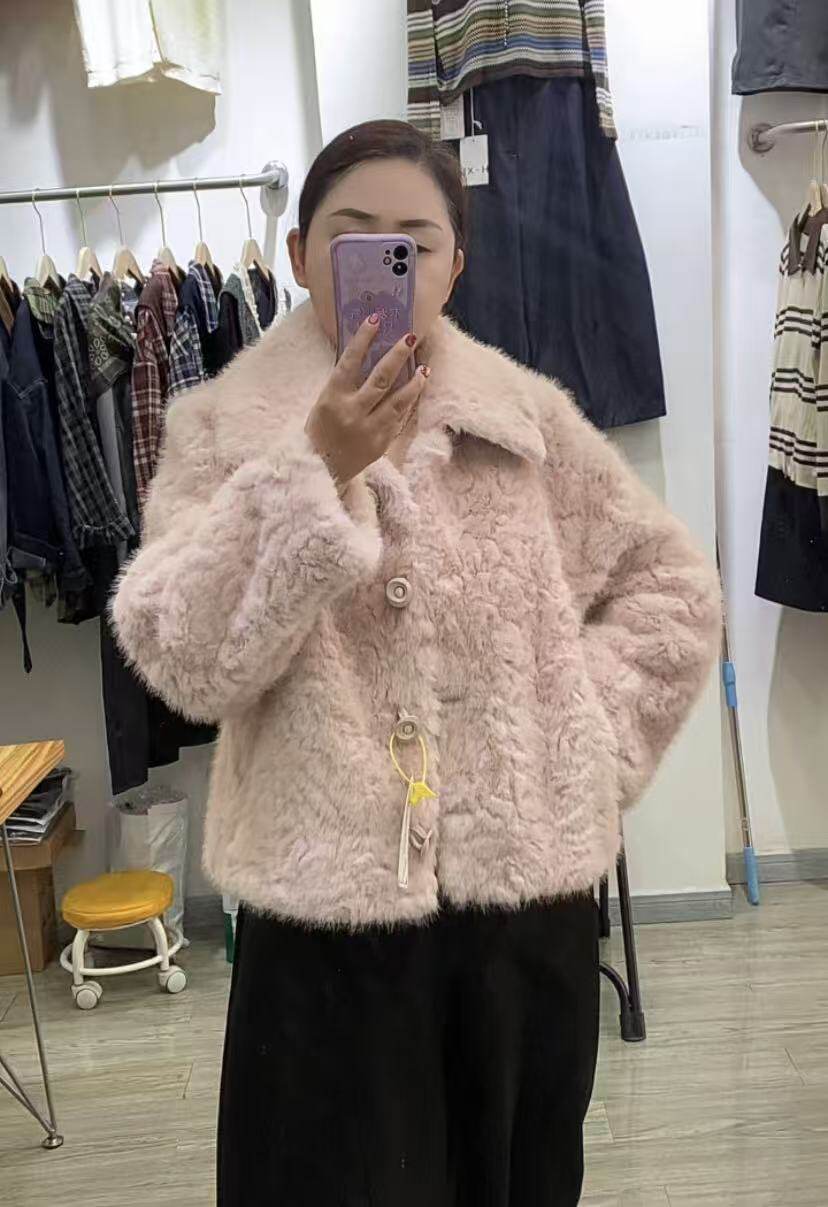 海菲燕反季清仓孤品皮毛一体女外套进口羊羔毛皮草爆款欧货