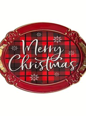 复古装饰托盘家居装饰，节日圣诞红色文字风格 Merry Christmas