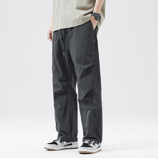 新款男士休闲长裤针织裤子男春夏款宽松运动直筒裤透气加肥加大