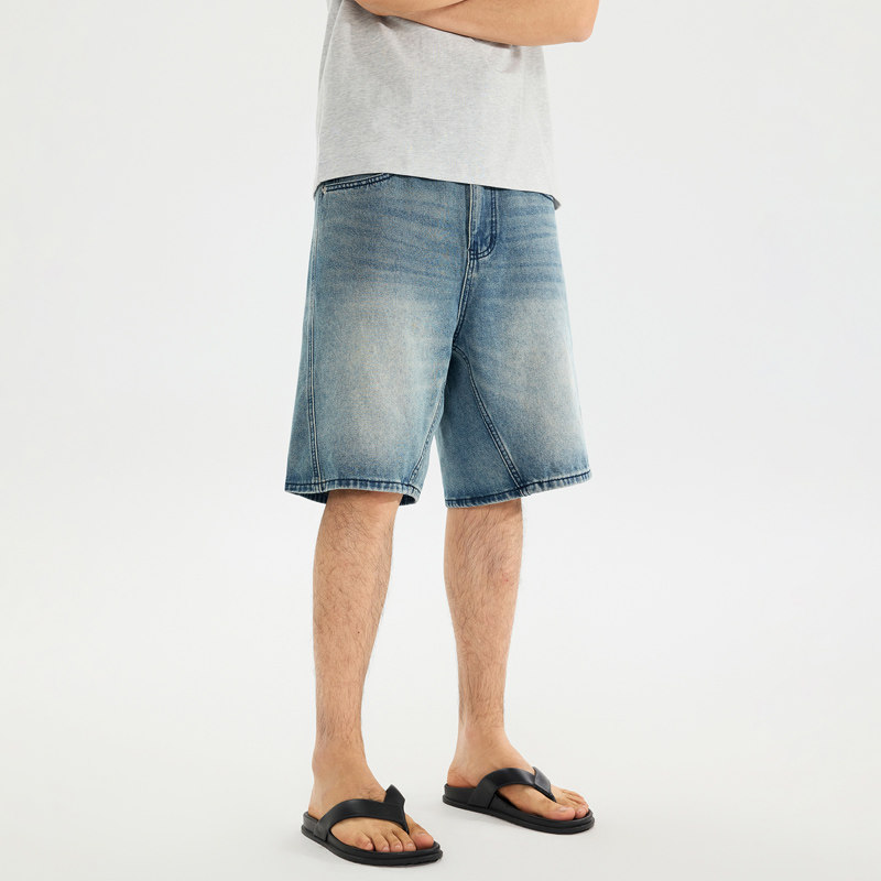 2025夏季新款加肥加大胖子简约宽松直筒肥佬大码五分牛仔短裤男,男装,牛仔裤,淘宝优惠券,粉丝福利购,淘宝优惠卷