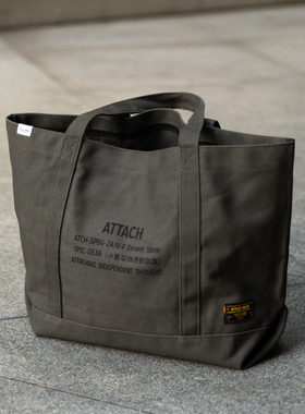 ATTACH 藤原浩手提袋单肩包小众加厚大容量日系托特帆布包 男女