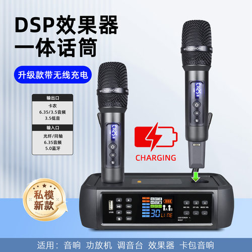 朗声D80万能带DSP防啸叫混响蓝牙无线麦克风话筒唱歌家用娱乐ktv