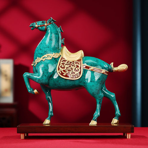 马到成功摆件家居客厅书房办公室装饰品黄铜马工艺品摆设开业礼品