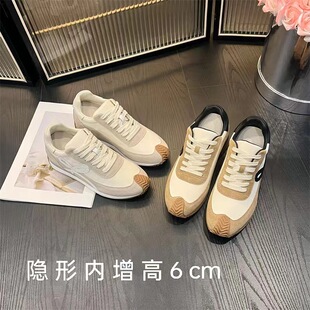 新款 2025春季 时尚 休闲女鞋 内增高6cm复古阿甘鞋 厚底百搭德训鞋 女