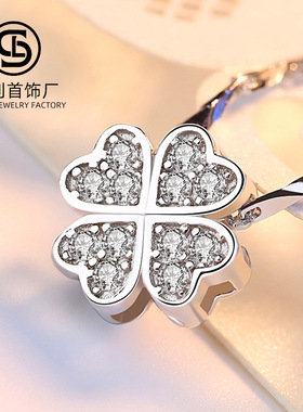 S999纯银项链女锁骨链四叶草足银饰品吊坠日韩简约生日礼物送女友