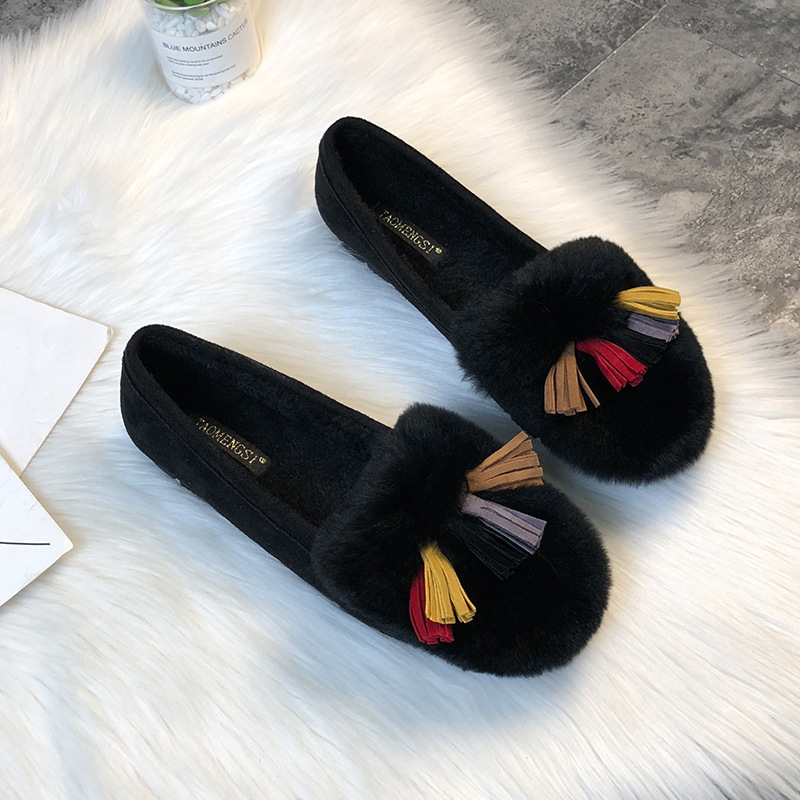 T33惠东易鑫达冬季毛毛鞋女冬外穿2025秋冬款加绒棉鞋瓢鞋可甜美