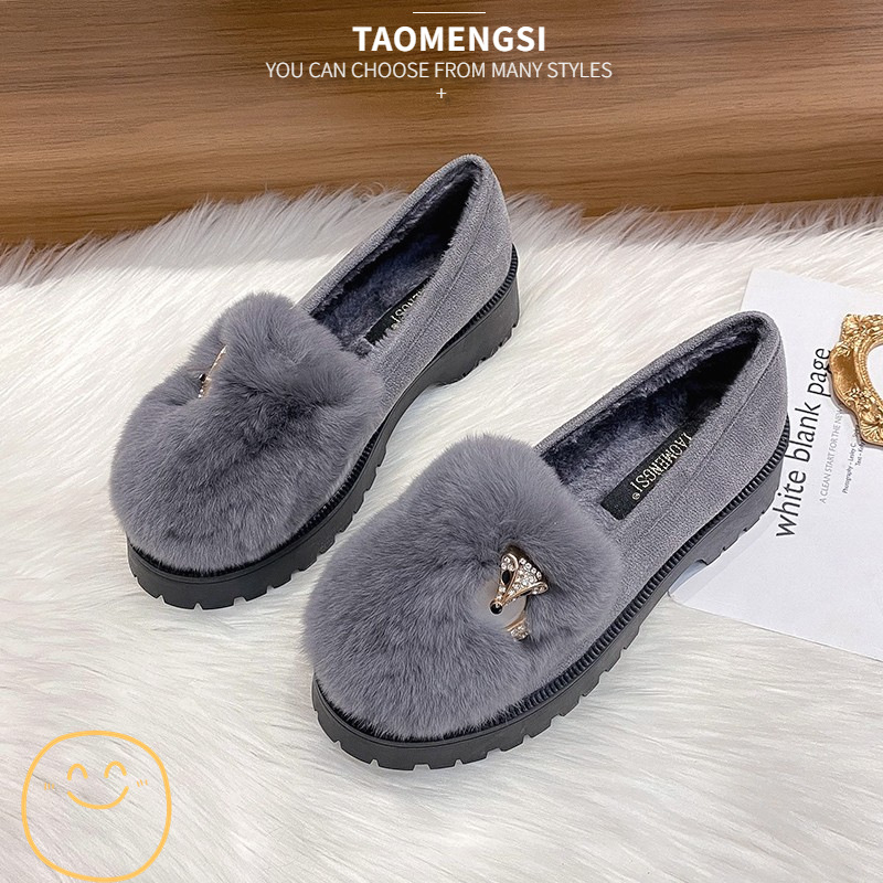 T43惠东易鑫达加绒加厚毛毛鞋冬季2025新款一脚蹬棉鞋厚底毛毛鞋