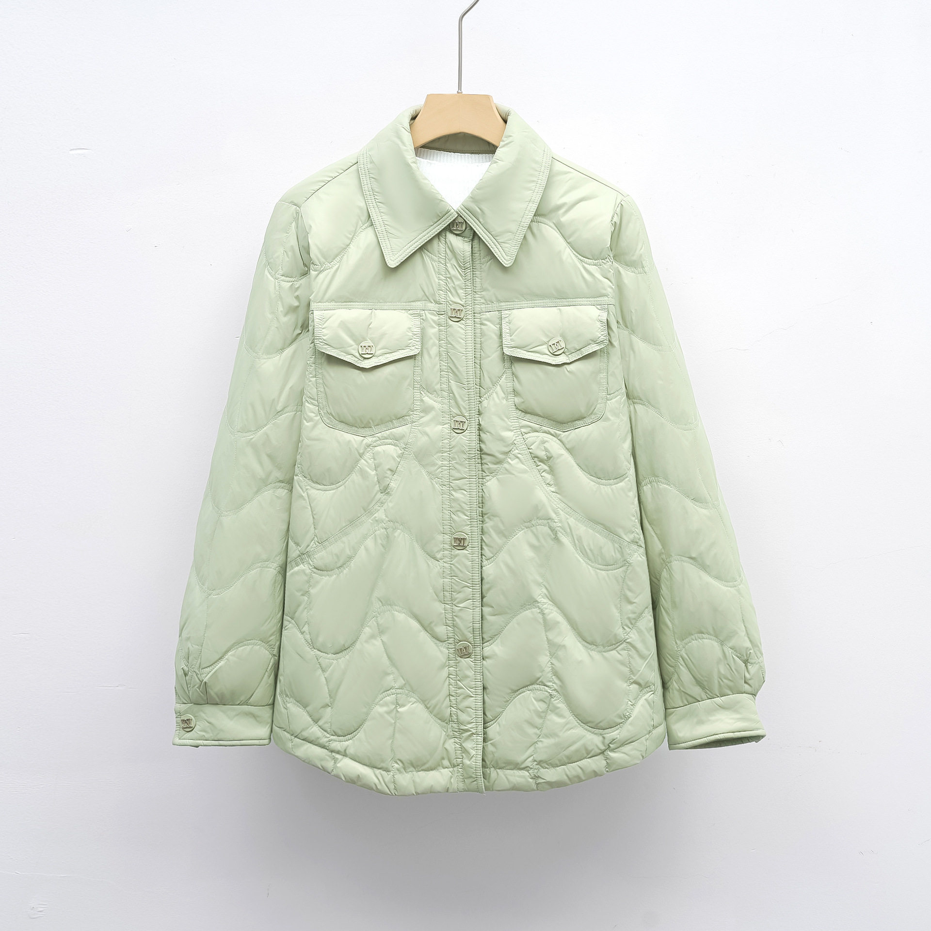 平湖驰新羽绒服新国标90绒衬衫式羽绒服女士秋冬时尚新款外套显瘦