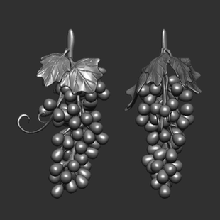3D葡萄立体图摆件STL模型圆雕图3D打印葡萄雕刻STL立体图设计修改