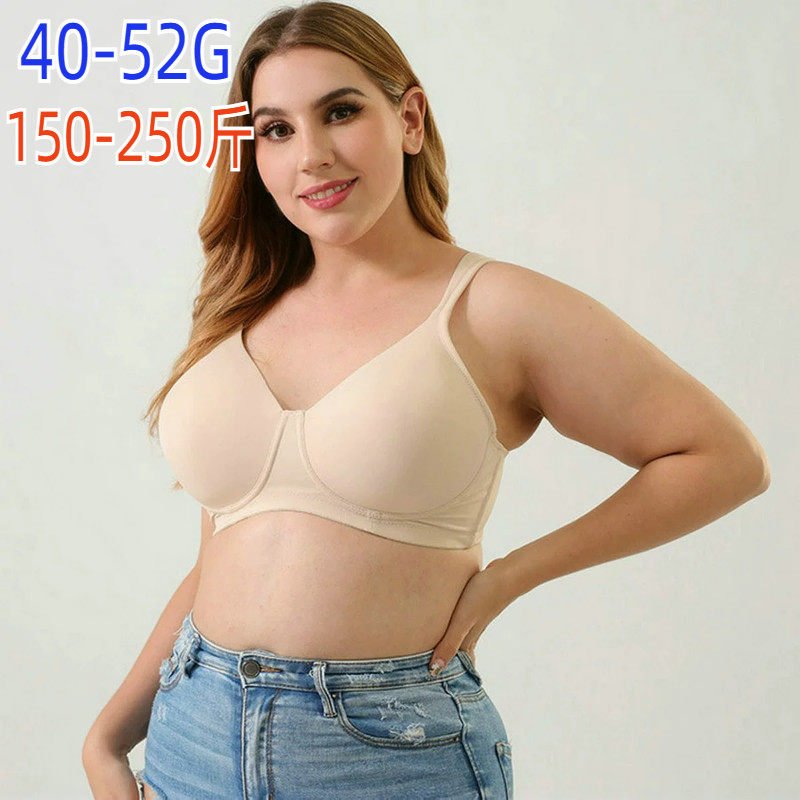 外贸文胸54G聚拢特大码内衣全罩杯200斤女无钢圈大胸显小300胖MM