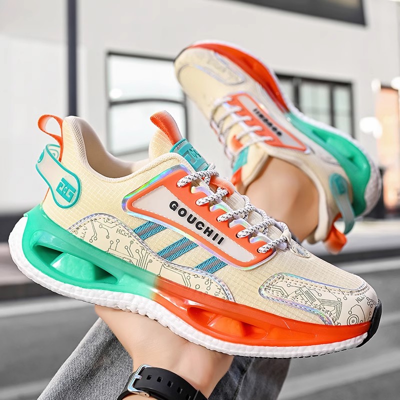 踩屎感减震跑步鞋飞织网面鞋