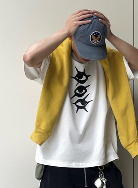 ThrillsCrew朋克眼睛印花短袖宽松百搭260g全棉圆领T恤夏