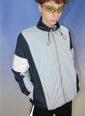 THRILLSCREW复古秋季情侣印花宽松运动夹克国潮撞色拼接外套男