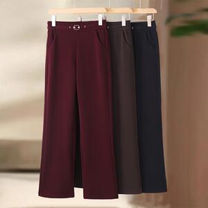 时尚高腰微喇裤女士2024年春秋新款百搭宽松简约休闲直筒喇叭裤子