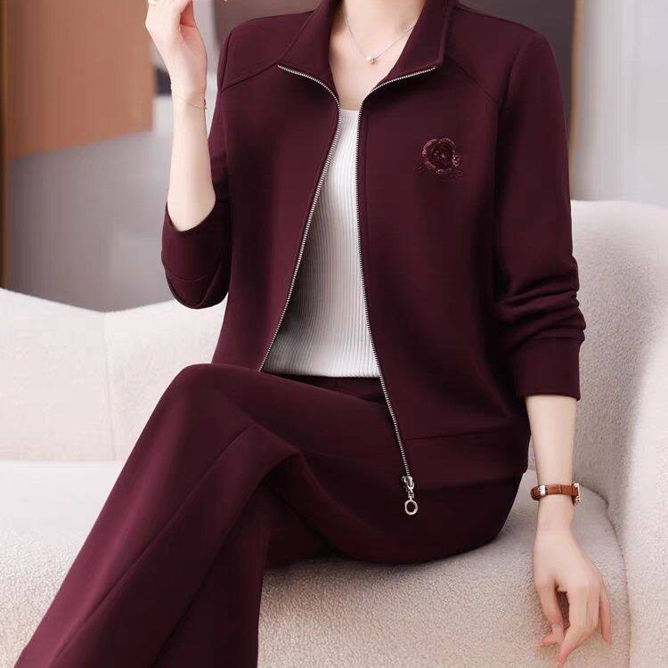 春秋季套装女宽松显瘦休闲两件套开衫长裤时尚减龄跑步运动服