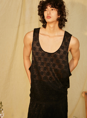 ADD STUDIO 24 S/S低胸U领蕾丝无袖背心上衣