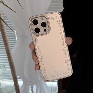 银色 一圈白百合适用16pro可爱苹果16promax创意iPhone15promax14百搭13promax手机壳防摔16高级感