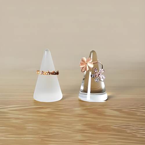 晶莹剔透日式玻璃锥形戒指托架