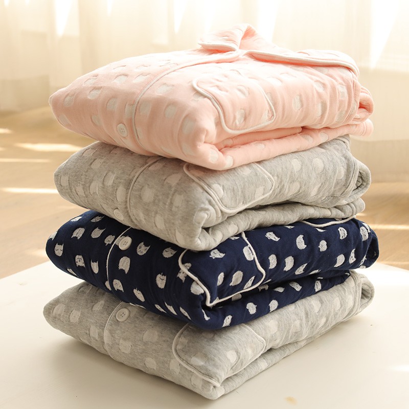 儿童睡衣男童女童纯棉三层家居服