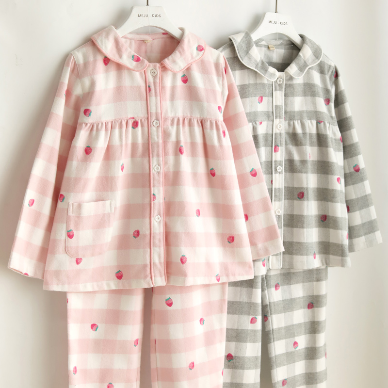 儿童睡衣女童春秋纯棉磨毛绒布大中童女孩秋冬全棉亲子家居服套装
