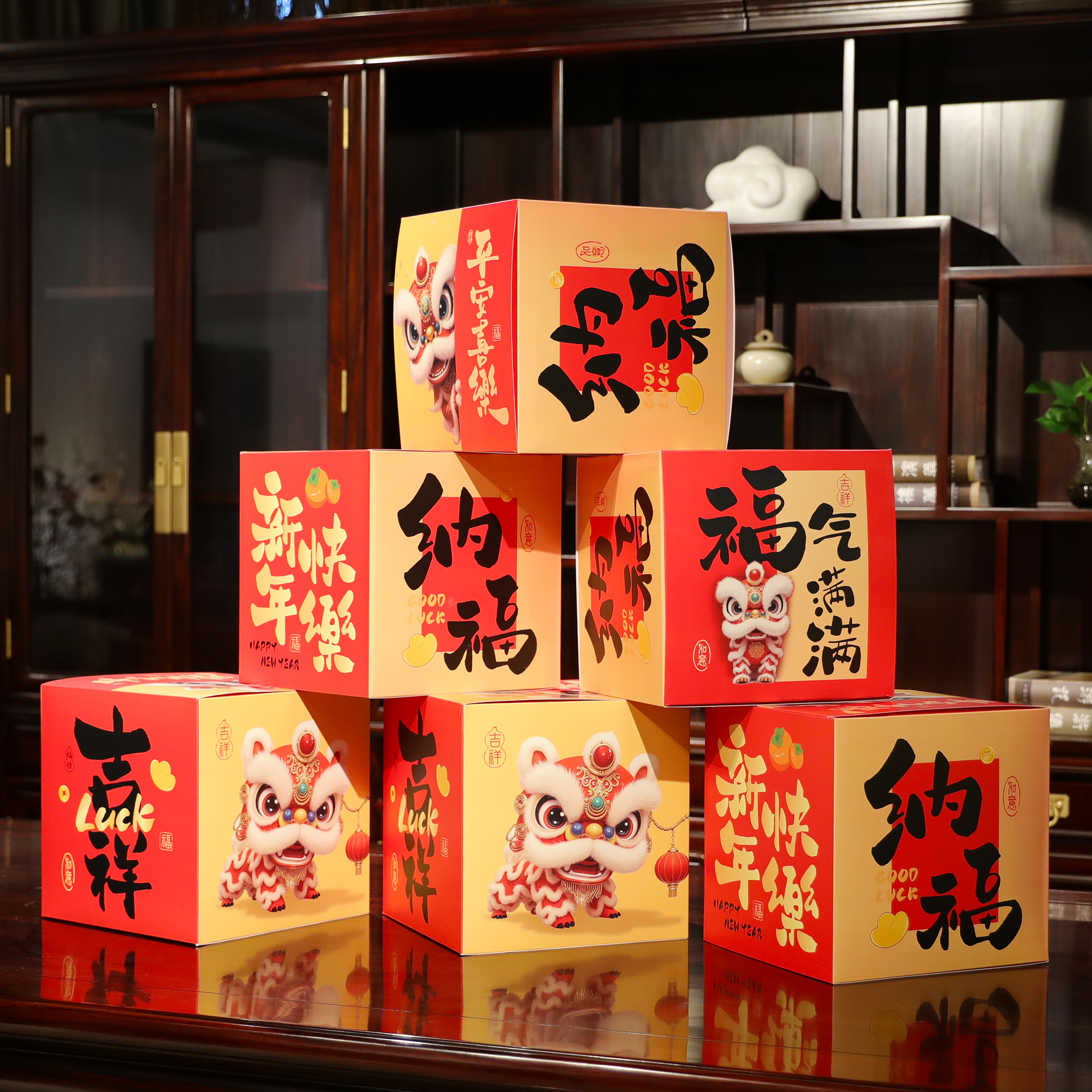 春节礼盒摆件鞭炮坐炮堆头道具