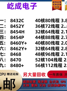 8432C 8452Y 8454H 8458P 8460Y+ 8462Y+ 8468 V 8470 8480+ CPU