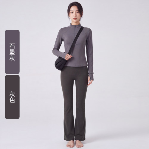户外晨跑套装女式立领显瘦拉链