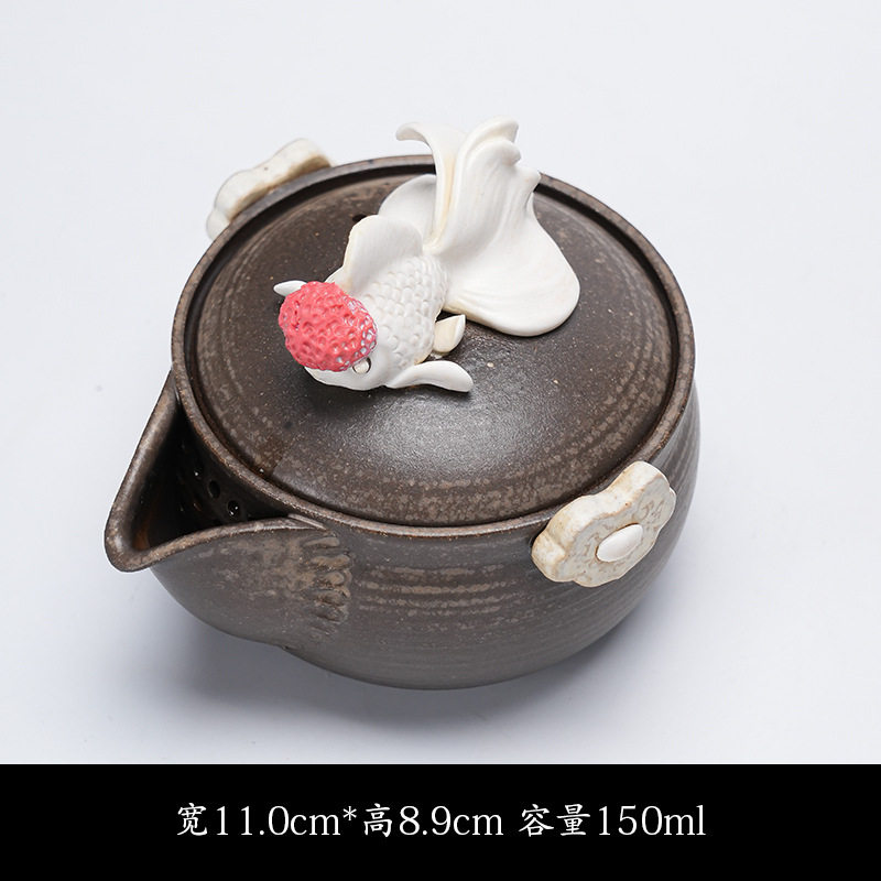 日本纯手工柴烧宝瓶壶备前烧粗陶窑变手抓壶盖碗功夫茶具泡茶器