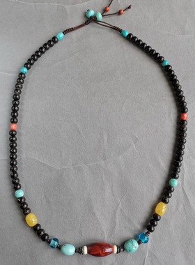 天然南红玛瑙项链椰壳绿松石