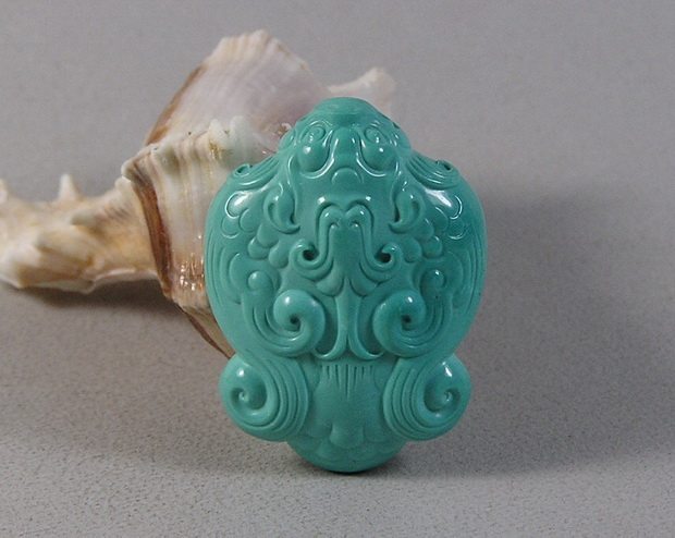 精品苏工原矿纯天然绿松石鲲鹏 曾磊华作品