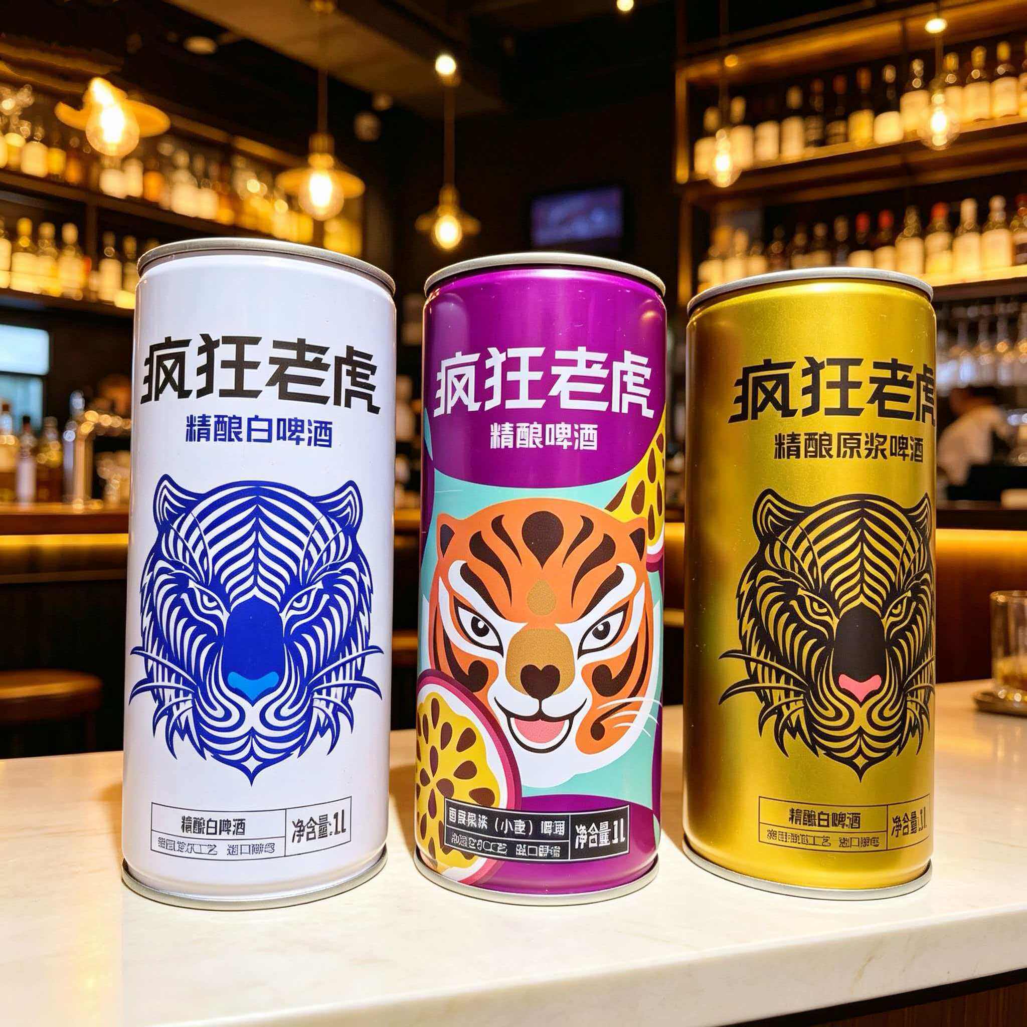 【疯狂老虎】平口款精酿原浆优级白啤酒黑啤1L*3罐德国艾尔工艺