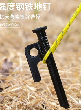 户外加粗野营帐篷钢钉地钉30CM加长沙滩天幕防风固定营钉地桩