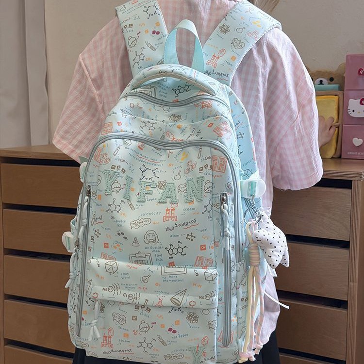 韩版ins卡通可爱小狗双肩包包女大容量童趣甜美涂鸦百搭学生书包