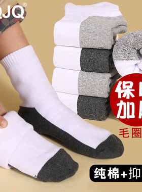 儿童袜子秋冬纯棉抑菌女童保暖中筒袜男童冬季运动加厚加绒毛圈袜