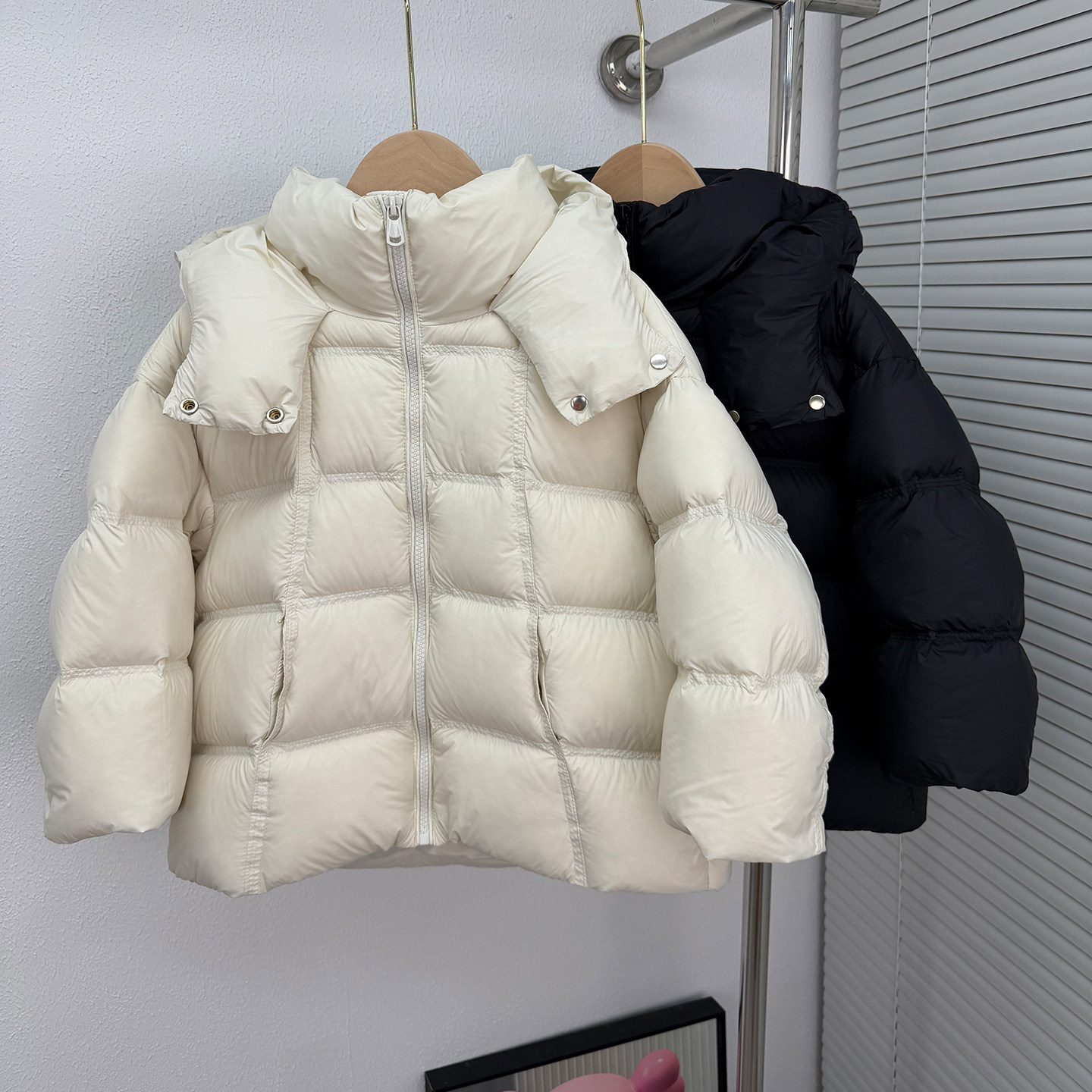 男女童加厚连帽90白鸭绒羽绒服
