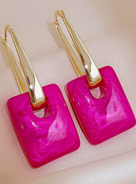 时尚亚克力手提包几何耳扣耳圈女欧美复古小众气质夸张白色耳环潮